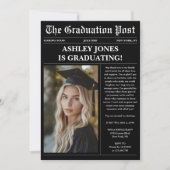 Schwarze Zeitung Foto Abschlussfeier Einladung (Vorderseite)