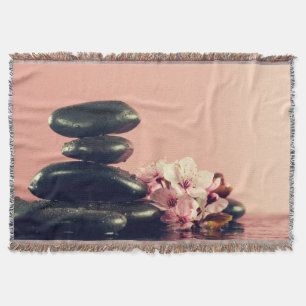 Schwarze Zen-Steine Blumen Decke