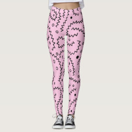 Schwarze Zickzack-Linien auf rosa Muster Leggings