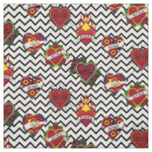 Schwarze Zickzack Mama Tattoo Fabric Stoff (Muster)