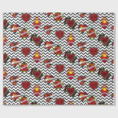 Schwarze Zickzack Mama Tattoo Geschenkpapier (Flach)