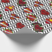 Schwarze Zickzack Mama Tattoo Geschenkpapier (Ecke)