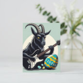 Schwarze Ziege Ostereier spielen Postkarte (Stehend Vorderseite)