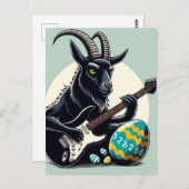 Schwarze Ziege Ostereier spielen Postkarte (Vorne/Hinten)