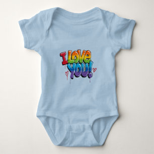 Schwarze Ziegelwand mit Graffiti „Ich liebe dich!“ Baby Strampler