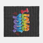 Schwarze Ziegelwand mit Graffiti „Ich liebe dich!“ Fleecedecke (Vorderseite (Horizontal))
