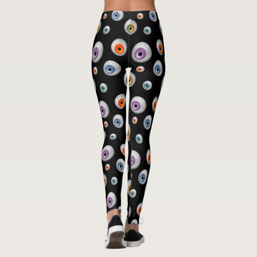 Schwarze Zombie Bloodshot Farbige Halloween-Augen Leggings (Rückseite)