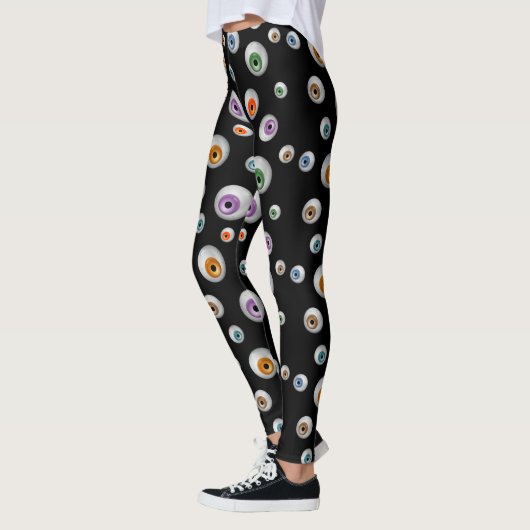 Schwarze Zombie Bloodshot Farbige Halloween-Augen Leggings (Links)