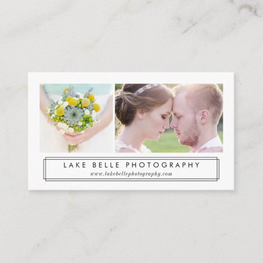 Schwarze Zwei-Foto-Visitenkarte Visitenkarte (Vorderseite)