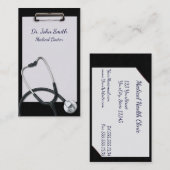 Schwarze Zwischenablage mit medizinischem Stethosk Visitenkarte (Vorne/Hinten)