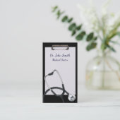 Schwarze Zwischenablage mit medizinischem Stethosk Visitenkarte (Stehend Vorderseite)