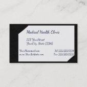 Schwarze Zwischenablage mit medizinischem Stethosk Visitenkarte (Rückseite)