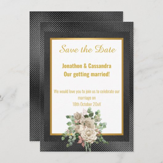 SCHWARZEMBOSSEKER ROSE EUCALYPTUS SAVE THE DATE (Vorne/Hinten)