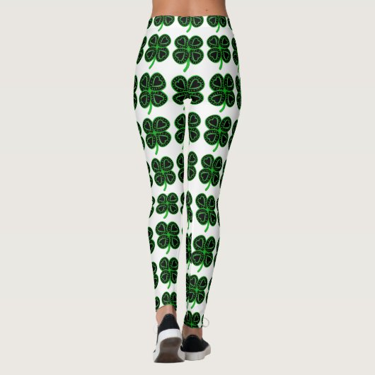 Schwarzen grünen Klee-Herz-St Patrick Leggings (Rückseite)