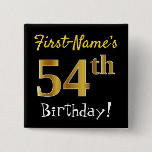 Schwärzen Sie, Imitat-Gold54. Geburtstag, mit Button