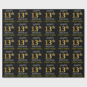 Schwärzen Sie, Imitat-Gold "GLÜCKLICHER 13. Geschenkpapier