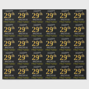 Schwärzen Sie, Imitat-Gold "GLÜCKLICHER 29. Geschenkpapier