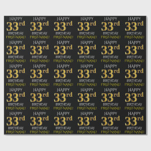 Schwärzen Sie, Imitat-Gold "GLÜCKLICHER 33. Geschenkpapier