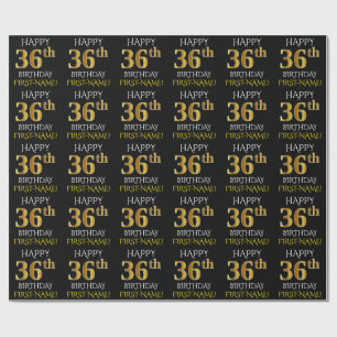 Schwärzen Sie, Imitat-Gold "GLÜCKLICHER 36. Geschenkpapier