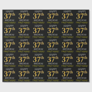 Schwärzen Sie, Imitat-Gold "GLÜCKLICHER 37. Geschenkpapier