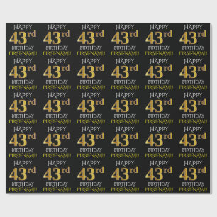 Schwärzen Sie, Imitat-Gold "GLÜCKLICHER 43. Geschenkpapier