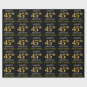 Schwärzen Sie, Imitat-Gold "GLÜCKLICHER 45. Geschenkpapier