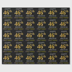 Schwärzen Sie, Imitat-Gold "GLÜCKLICHER 46. Geschenkpapier