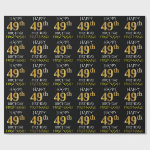 Schwärzen Sie, Imitat-Gold "GLÜCKLICHER 49. Geschenkpapier