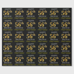 Schwärzen Sie, Imitat-Gold "GLÜCKLICHER 56. Geschenkpapier