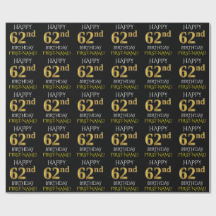 Schwärzen Sie, Imitat-Gold "GLÜCKLICHER 62. Geschenkpapier