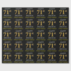 Schwärzen Sie, Imitat-Gold "GLÜCKLICHER 71. Geschenkpapier