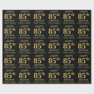 Schwärzen Sie, Imitat-Gold "GLÜCKLICHER 85. Geschenkpapier