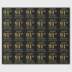 Schwärzen Sie, Imitat-Gold "GLÜCKLICHER 91. Geschenkpapier