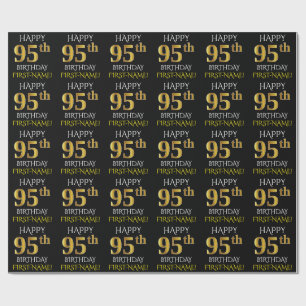 Schwärzen Sie, Imitat-Gold "GLÜCKLICHER 95. Geschenkpapier