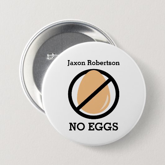 Schwärzen Sie keinen Ei-Kinderei-Allergie-Alarm Button (Vorne & Hinten)