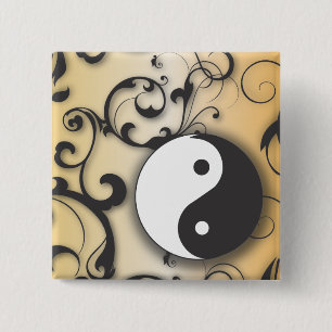 Schwärzen Sie mit BronzeYin u. Yang mit Rollen Button