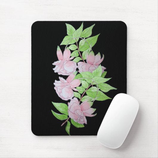 schwärzen Sie mit rosa Blumen ganz über Mousepad (Mit Mouse)