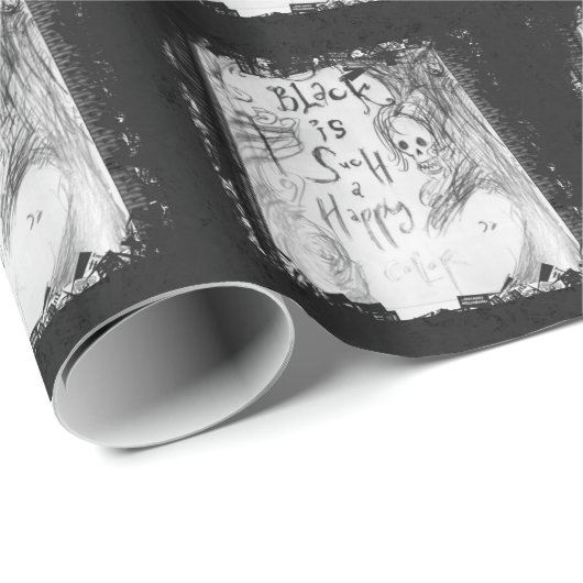 schwärzen Sie solch eine glückliche Farbe Geschenkpapier (Rolleneckpunkt)