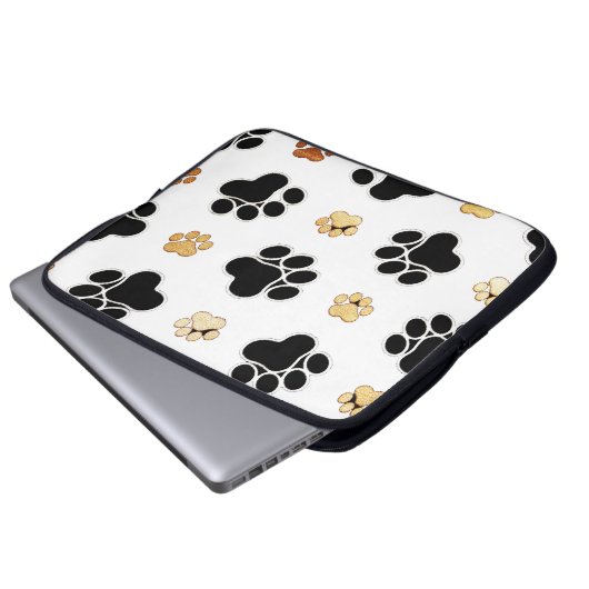 Schwärzen Sie und bräunen Sie Hunde- Laptopschutzhülle (Vorne Knopf)