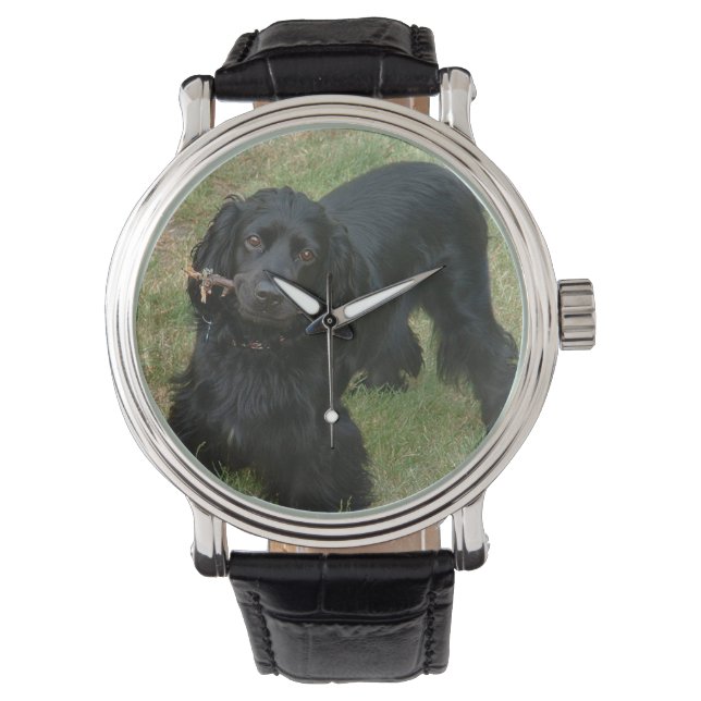 schwarzenglische Cocker spaniel full 2 Armbanduhr (Vorderseite)