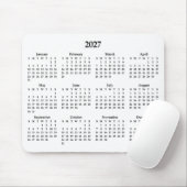 Schwarzer 2027-Kalender auf Weiß Mousepad (Mit Mouse)