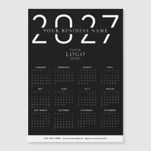 Schwarzer 2027 moderner Kalender Geschäftslogo Mag Magnetkarte