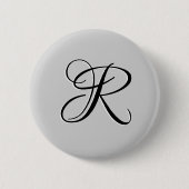 Schwarzer 3D-Kalligrafie-Anfangsbuchstabe | Pastel Button (Vorderseite)