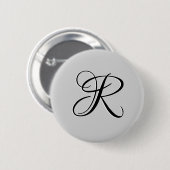 Schwarzer 3D-Kalligrafie-Anfangsbuchstabe | Pastel Button (Vorne & Hinten)