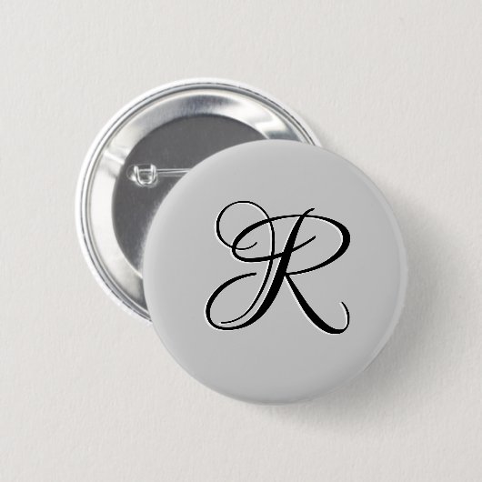 Schwarzer 3D-Kalligrafie-Anfangsbuchstabe | Pastel Button (Vorne & Hinten)