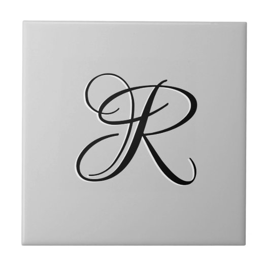 Schwarzer 3D-Kalligrafie-Anfangsbuchstabe | Pastel Fliese (Vorderseite)