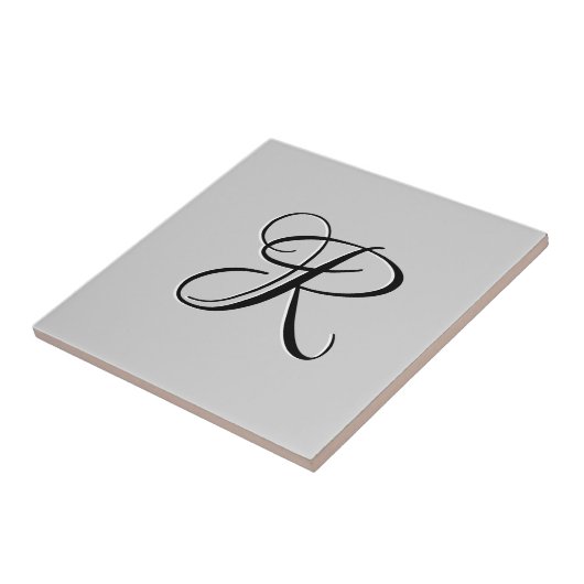 Schwarzer 3D-Kalligrafie-Anfangsbuchstabe | Pastel Fliese (Seite)