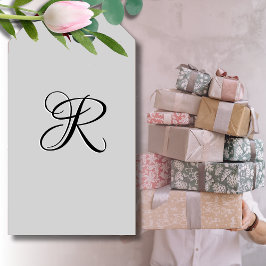 Schwarzer 3D-Kalligrafie-Anfangsbuchstabe | Pastel Geschenkanhänger