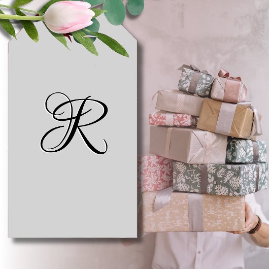 Schwarzer 3D-Kalligrafie-Anfangsbuchstabe | Pastel Geschenkanhänger