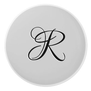 Schwarzer 3D-Kalligrafie-Anfangsbuchstabe Pastel Keramikknauf